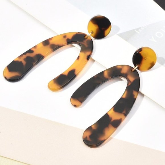 2 PR Leopard Tortoise Shell Statement Earrings - Picture 4 of 6
